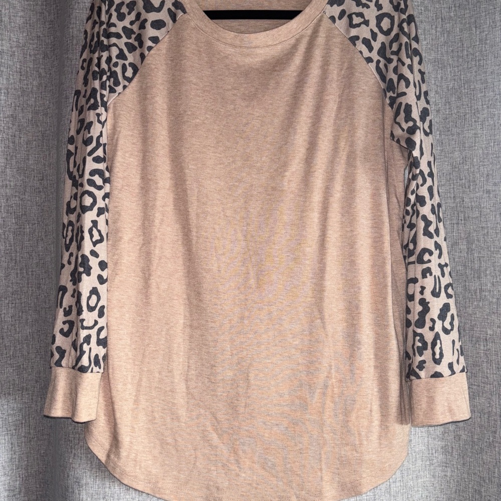 Alife Tan Leopard Print Long Sleeve Top